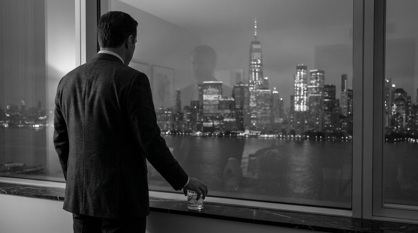 The hand behind the ritual - the founder before the night Manhattan skyline